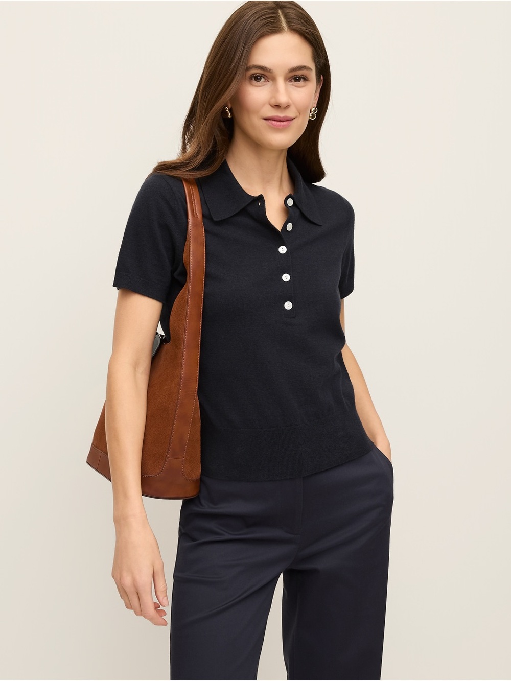 Ann Taylor Navy Blue Polo Sweater
